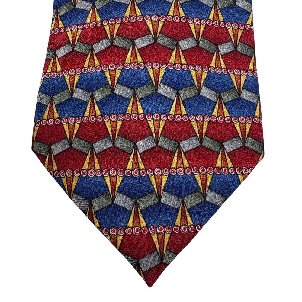 J Garcia Collectors Edition 100% Silk Tie Print Geo Mid Mod Classic Suit Formal